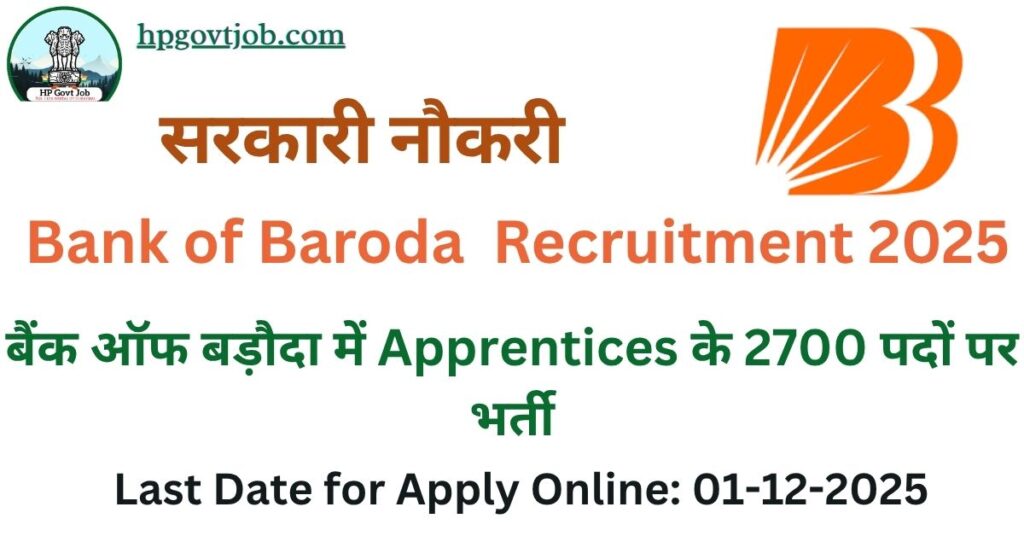 Bank of Baroda Apprentice Recruitment 2025- Apply Online for 2700 Posts