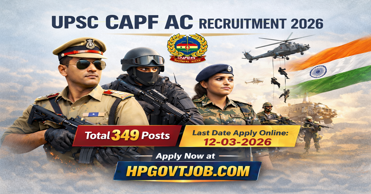 UPSC CAPF AC Recruitment 2026- Apply Online for 349 Posts