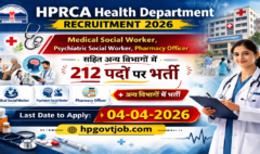 HPRCA Health Department Recruitment 2026- Apply Online for 212 Posts