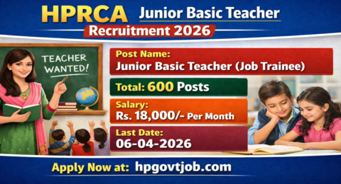 HPRCA Junior Basic Teacher Recruitment 2026 - Apply Online for 600 Posts