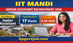 IIT Mandi Junior Assistant Recruitment 2026 Apply online for 17 Posts